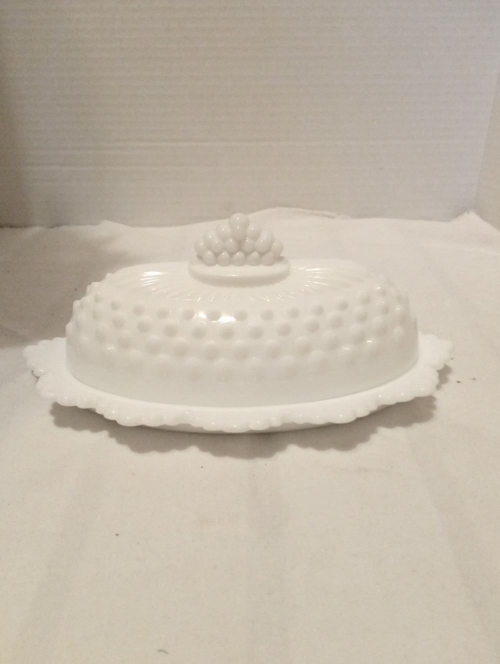 Fenton 1950 White Hobnail Milk Glass Covered Butter Dish